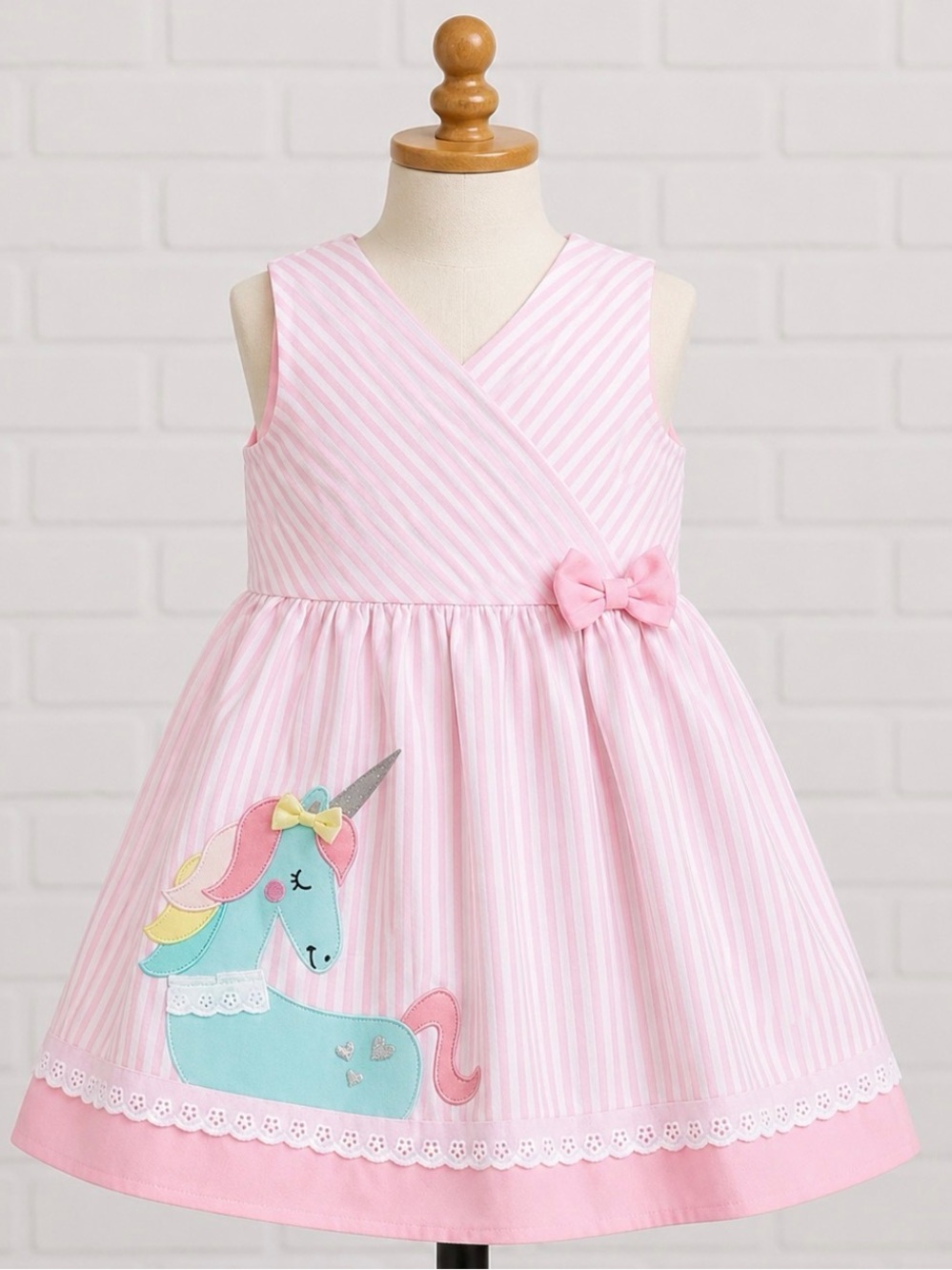 Boutique Unicorn Dress 24M Pink Seersucker Easter Birthday Party Toddler Girl